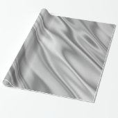 Papier Cadeau Argent Gris Faux Satin Tissu Look (Déroulé)