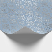 Papier Cadeau Argent Royal Blue Grey Floral Damask Vip (Coin)