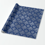 Papier Cadeau Argent Royal Blue Navy Gris Floral Damask Vip<br><div class="desc">Minimalisme et élégance Glam et papier d'enveloppement chic et délicat</div>