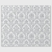 Papier Cadeau Argent Royal Floral Damask Blanc Grey Vip (Plat)