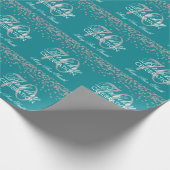Papier Cadeau Argent Turquoise 70e anniversaire Faux Parties sci (Coin)