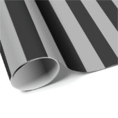 Papier Cadeau Argent vertical et rayures noires (Coin rond)