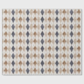 Papier Cadeau Argyle Bleu Crème Fête des Pères (Plat)