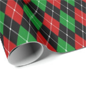Papier Cadeau argyle de Noël (Coin rond)