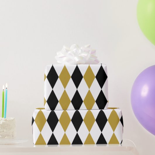 Papier Cadeau Argyle noir et or (Cadeaux de fête)