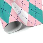 Papier Cadeau Argyle XL Rose Bleu Marine Blanc (Coin rond)