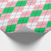 Papier Cadeau Argyle XL Rose Navy Vert Blanc (Coin)