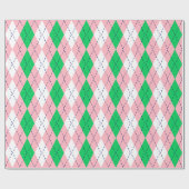 Papier Cadeau Argyle XL Rose Navy Vert Blanc (Plat)