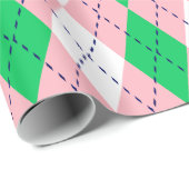 Papier Cadeau Argyle XL Rose Navy Vert Blanc (Coin rond)