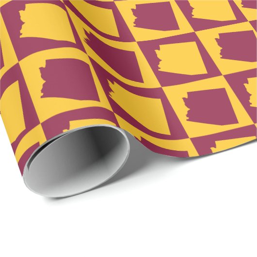 Papier Cadeau Arizona Geometric Pop Art Maroon and Gold Pattern (Coin rond)