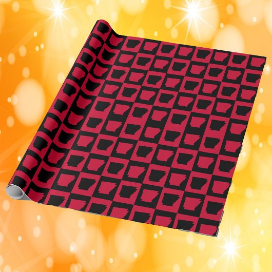 Papier Cadeau Arkansas Red and Black Checker Pattern