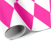 Papier Cadeau Arlequin blanc et rose chaud extra-large (Coin rond)