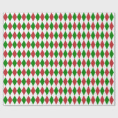 Papier Cadeau Arlequin blanc, vert et rouge foncé (Plat)