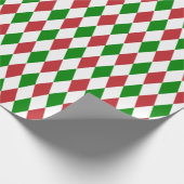 Papier Cadeau Arlequin blanc, vert et rouge foncé (Coin)