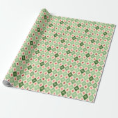 Papier Cadeau Arlequin de neige MCM vert et rouge (Déroulé)