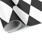 Papier Cadeau Arlequin en diamant noir et blanc motif personnali (Coin rond)