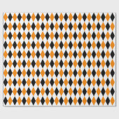 Papier Cadeau Arlequin grand noir, orange et blanc (Plat)