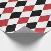 Papier Cadeau Arlequin noir, blanc et rouge foncé extra-large (Coin)