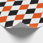 Papier Cadeau Arlequin noir, orange vif et blanc extra-large (Coin)