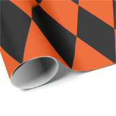 Papier Cadeau Arlequin orange noir et brillant extra large (Coin rond)