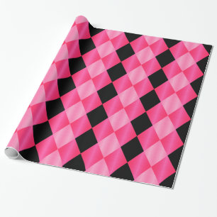 Papier Cadeau Arlequin plié, CADEAU rose-noir
