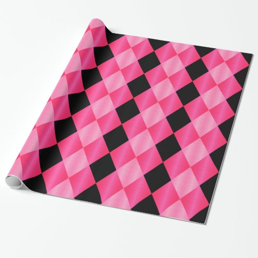 Papier Cadeau Arlequin plié, CADEAU rose-noir (Déroulé)