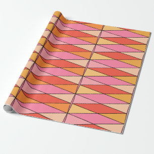 Papier Cadeau Arlequin retro coloré Motif rose
