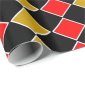 Papier Cadeau Arlequin rouge et or (Coin rond)