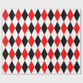 Papier Cadeau Arlequin rouge, noir et blanc extra-large (Plat)