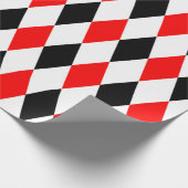 Papier Cadeau Arlequin rouge, noir et blanc extra-large (Coin)