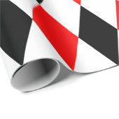 Papier Cadeau Arlequin rouge, noir et blanc extra-large (Coin rond)