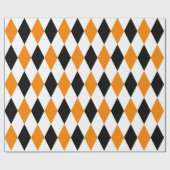 Papier Cadeau Arlequin très grand noir, orange et blanc (Plat)