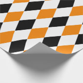 Papier Cadeau Arlequin très grand noir, orange et blanc (Coin)
