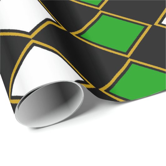 Papier Cadeau Arlequin vert (Coin rond)