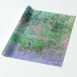 Papier Cadeau Arlequin vintage vert pourpre texture de Grunge