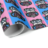 Papier Cadeau Armes ou Roses rose/bleu Baby shower de révélation (Coin rond)