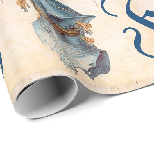 PAPIER CADEAU ARMOURS ANCIENS /TROIS ÉTUDES D'UN MONOGRAMME DE C (Coin rond)