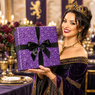 Papier Cadeau Armure de Chevalier en Dessin au Trait Fleur Main
