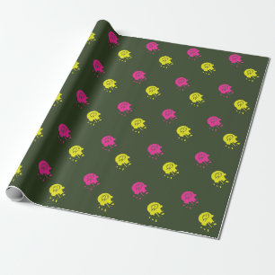 Papier Cadeau Army Green - Paintball Party - rose et jaune