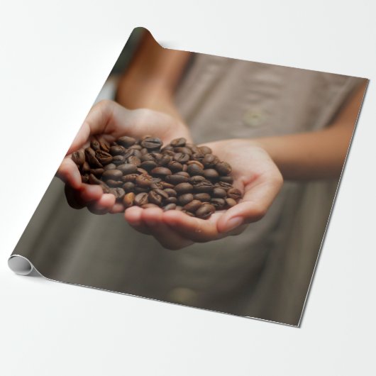 Papier Cadeau Arôme de fèves de café torréfié (Déroulé)