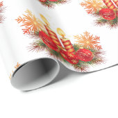 Papier Cadeau arrangement de Noël avec bougies (Coin rond)
