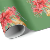 Papier Cadeau Arrangement de Poinsettias (Coin rond)