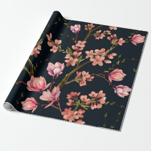 Papier Cadeau Arrière - plan à motif floral sans couture dessiné