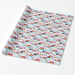 Papier Cadeau Arrière - plan adolescent de crâne d'arc-en-ciel
