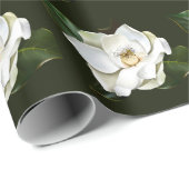 Papier Cadeau Arrière - plan blanc Magnolia Closeup Vert (Coin rond)