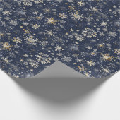 Papier Cadeau Arrière - plan Bleu Avec Élégant Snowflakes Or (Coin)