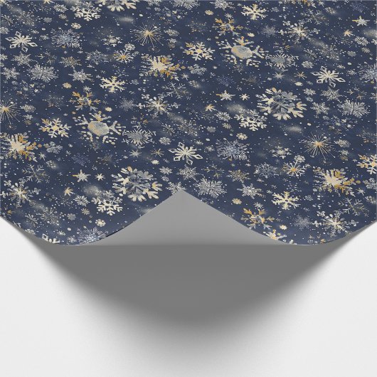 Papier Cadeau Arrière - plan Bleu Avec Élégant Snowflakes Or (Coin)