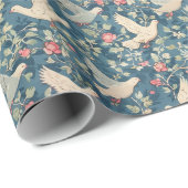 Papier Cadeau Arrière - plan Bleu Avec Une Foule De Colombes Et (Coin rond)