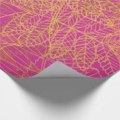Papier Cadeau Arrière - plan classique de feuille d'or Fuchsia (Coin)