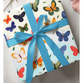 Papier Cadeau Arrière - plan d'aquarelle Pastel Colorful Butterf